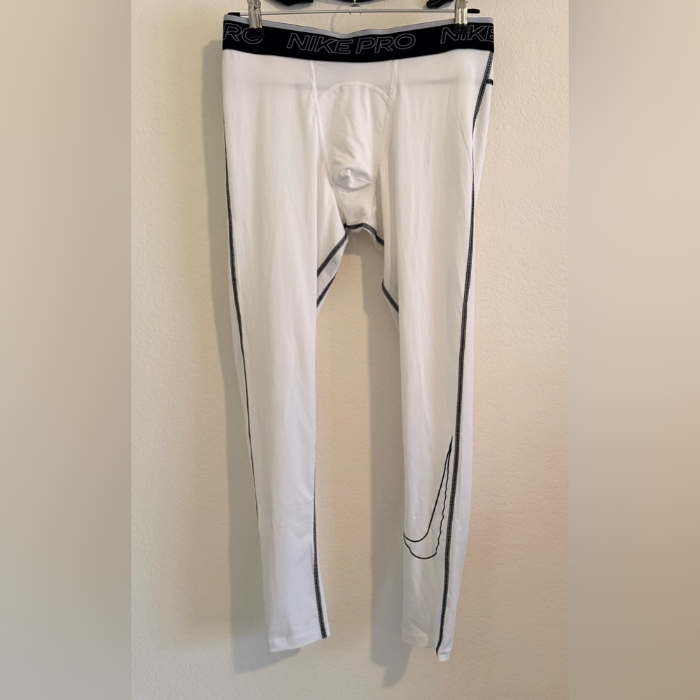 Nike White Pro Dri-Fit fitness tights